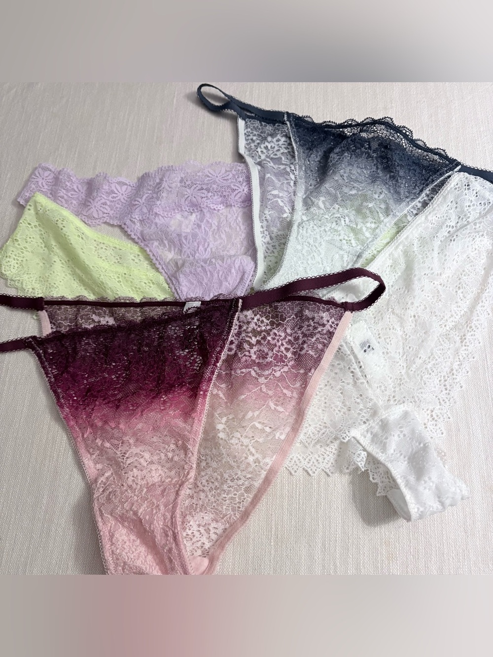 GAP Body Lot of 5 Mixed Lace Panties & Thongs Varied Styles/Colors NWT Size L - Picture 2 of 14